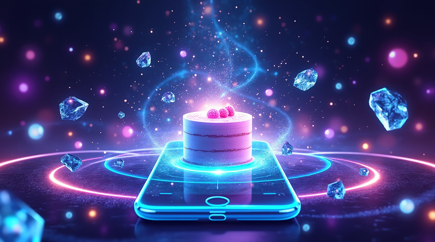 Mecánica de juego con pastel mágico y cristales